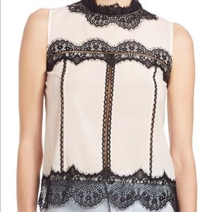 Alice + Olivia Lettie Silk Lace-panel Blouse